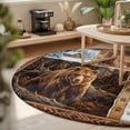 thumbnail image 4 of Forest Wild Animals Area Rugs 5' (Round) Farmhouse Bear Wolf Deer Footprints Red Plaid Floor Rug&nbsp;Non Slip Low Pile Ultra Soft Throw Carpet for Entryway Indoor Entrance Kitchen Bathroom, 4 of 9