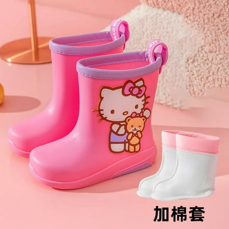 

Sanrio Hello Kitty Rubber Rain Boots Cartoon Cinnamoroll Kuromi Kid‘s Anti-slip Girls‘ Waterproof Beach Wear Water Shoes Outside