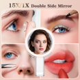 thumbnail image 3 of Espejo de maquillaje de viaje HUNCAB 15X/1X de doble cara con 3 luces, 3 of 8