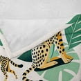 thumbnail image 4 of Ambesonne Cheetah Fleece Throw Blanket Modern Jungle Leaf Scene 50"x60" Jade Green Mustard and White, 4 of 5