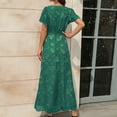 thumbnail image 4 of SMihono Robe Maxi Bohème d'Été pour Femmes Grande Taille Robe Longue à Manches Courtes Col en V Fendue Robe de Plage, 4 of 8