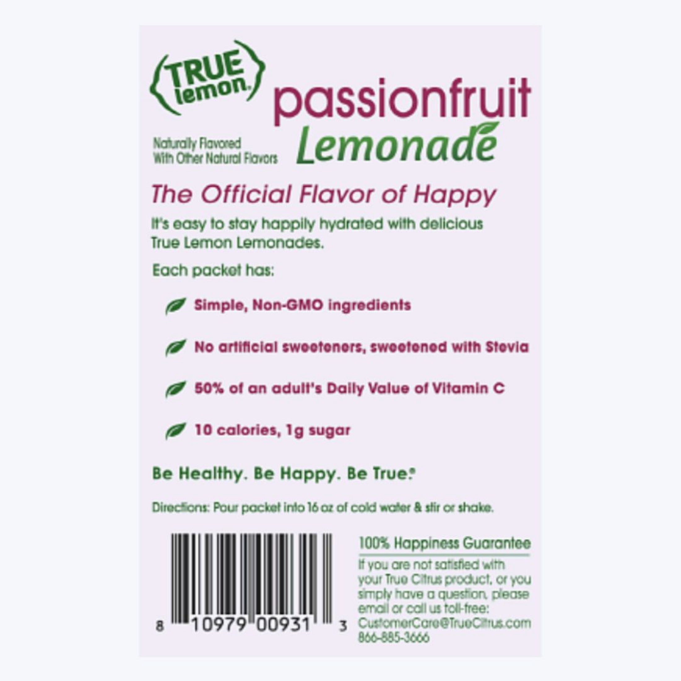 (12 pack) True Lemon Passionfruit Lemonade Drink Mix, 10 Calories, No Artificial Sweetners, 10 Count