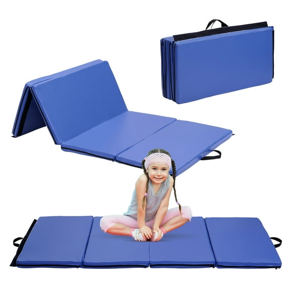 ZENOVA 3'x6'x2" Folding Tumble Exercise Mat Gymnastics Mat Ab Stretching Yoga Mat for Home Gym, Blue
