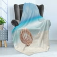thumbnail image 4 of Scallop Soft Flannel Fleece Throw Blanket, Photo of a Single Sea Shell on a Sunny Tropical Sandy Beach Carribean Ocean, Cozy Plush for Indoor and Outdoor Use, 60" x 80", Multicolor, by Ambesonne, 4 of 5