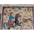 thumbnail image 2 of Hunting King Lion Deer Tiger Horse Hand Knotted Wool Silk Square Rug Carpet (3 x 3)', 2 of 6