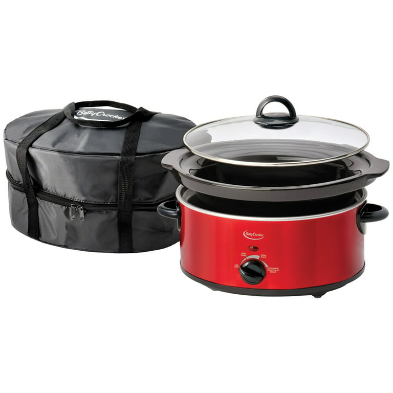 New! Betty Crocker Slow Cooker with a Travel Bag, 5-Quart, Red, BC