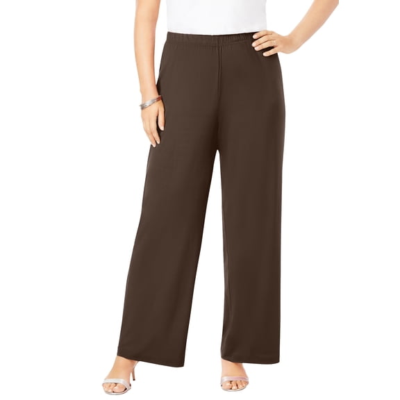 Roaman's Women's Plus Size Petite Ultrasmooth Fabric Wide-Leg Pant