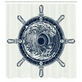 thumbnail image 3 of Ambesonne Adventure Shower Curtain, Sea Compass Tsunami, 69"Wx70"L, Dark Blue White, 3 of 3