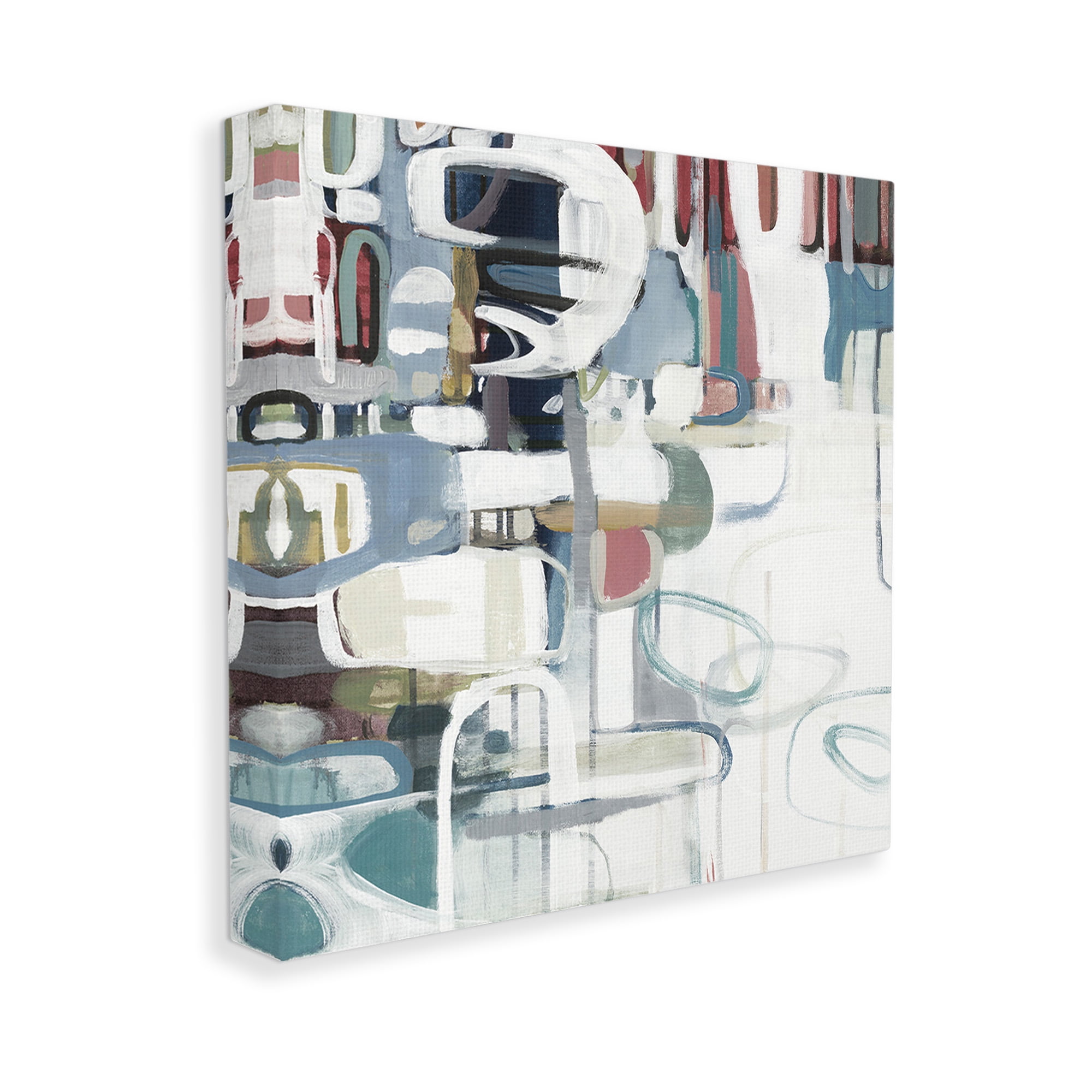 Stupell Industries Asymmetrical Abstract Forms Abstract Painting Gallery Wrapped Canvas Art Print Wall Art, 17 x 17
