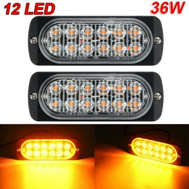 2pcs 12LED Car Strobe Warning Light 12V 36W 6500K Amber Constantly Bright Light Bar Car Truck Signal Warning Lamps Car Light