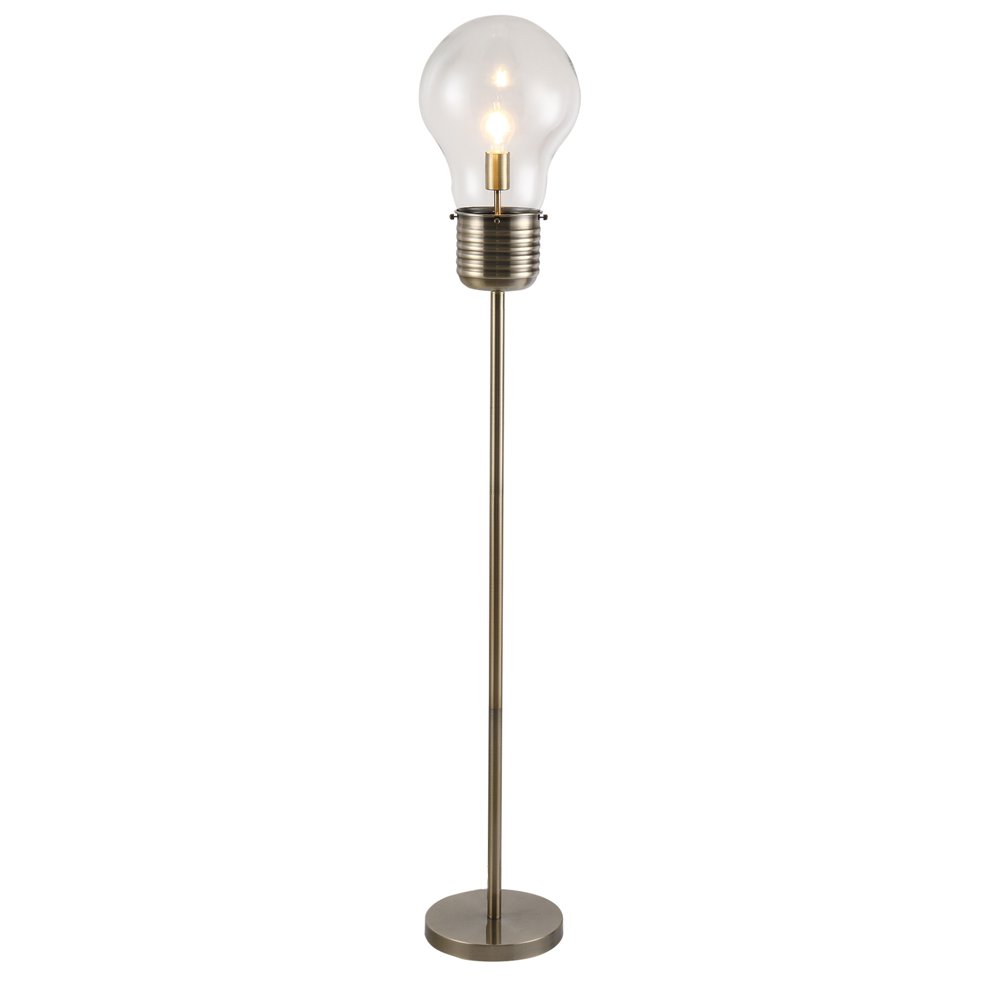 Industrial Tall Pole Floor Lamp with Metal Base, BulbShaped
