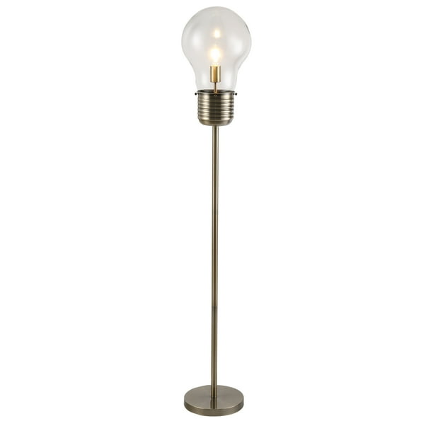 Industrial Tall Pole Floor Lamp with Metal Base, BulbShaped