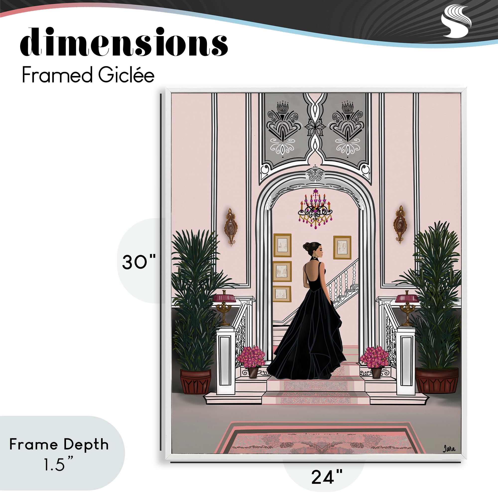 Stupell Industries Mansion Girl in Gown White Framed Giclee Art, design by Tara Boone