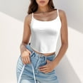 thumbnail image 2 of MIXUE Tank Top for Women Summer Solid Color Square Neck Spaghetti Strap Double Lined Sleeveless Crop Sexy Camisole Vest Outwear,White,L, 2 of 5