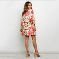 thumbnail image 3 of Fesfesfes Womens Dress Floral Print Round Neck Summer Dress Loose Casual 3/4 Sleeve Mini Sundress, 3 of 6