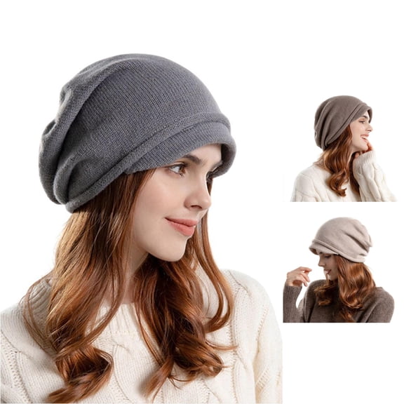 XIAOCHA Slouch Beanie for Women Cozy Solid Hats Casual Fall‑Winter Bonnet,Grey