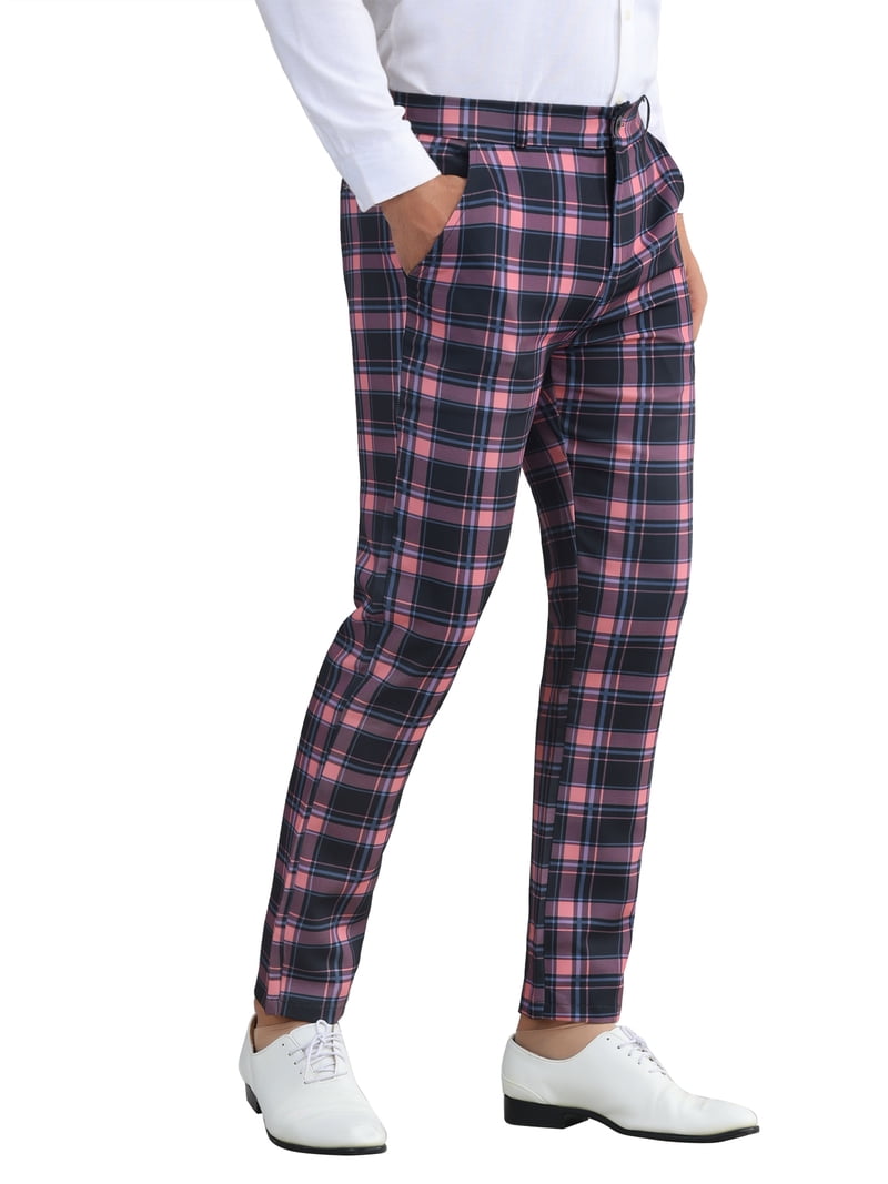 pink plaid dress pants Hangrr Dusty Pink Plaid Wool Pants