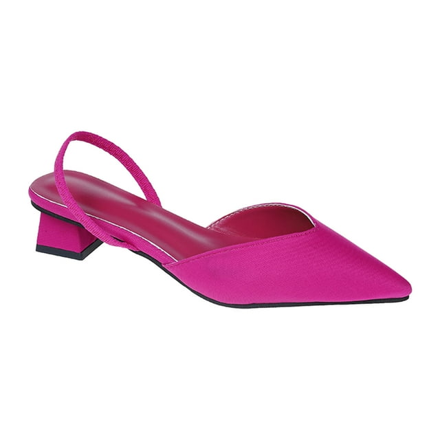 Chaussures à Talons Hauts pour Femme Simplicité Bout Pointu Talon Épais Slingback à Enfiler Mode Chaussures Simples Talon Haut 4 cm Rose