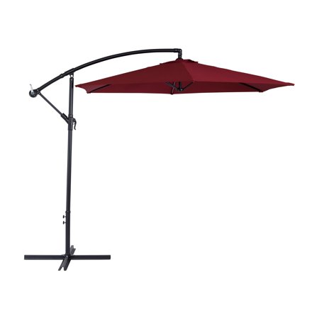 CorLiving 9ft Tilting Cantilever Patio Umbrella Red