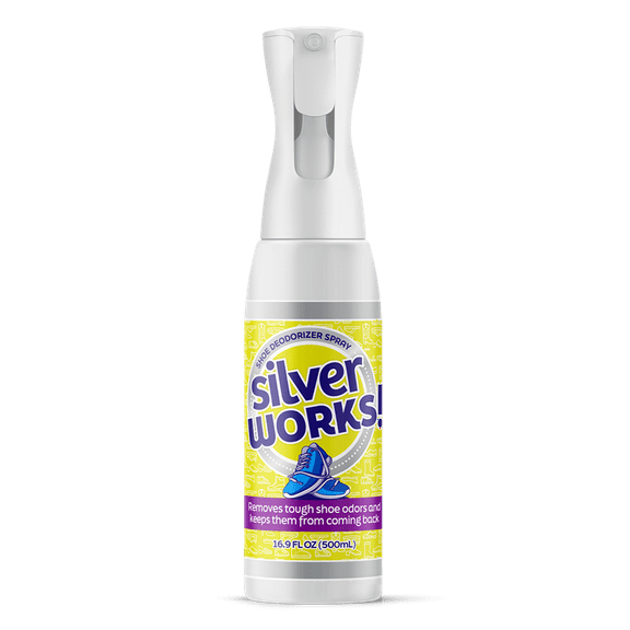 SilverWorks! Shoe Deodorizer Spray For Smelly Shoes - Shoe Odor Elimination Spray - Shoe Odor Spray - Boot, Sneaker, Shoe Smell Eliminator - Stinky Shoes Odor Eliminator, Shoe Freshener Spray -16.9oz