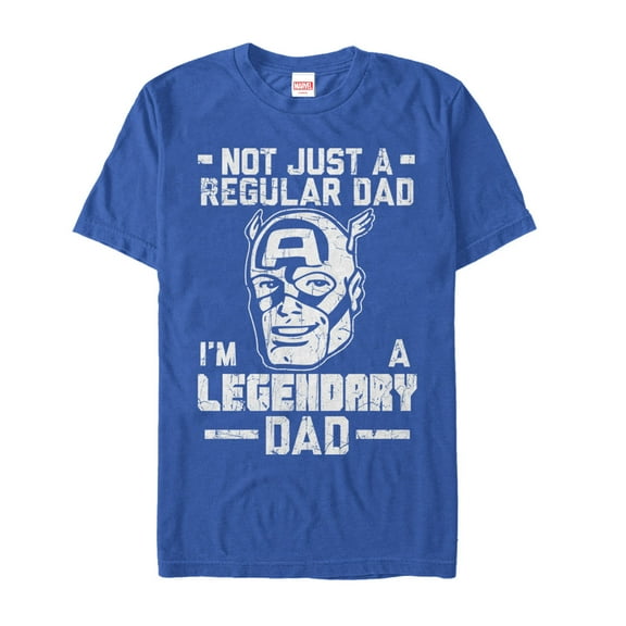 Men's Marvel Father's Day Captain America Not Regular Dad  Graphic Tee Royal Blue Small