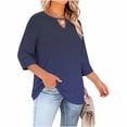 thumbnail image 3 of Fmbrln Womens Plus Size Tops 3/4 Sleeve Cutout V Neck T-Shirts Summer Casual Loose Fit Gradient Print Beach Vacation Blouses, 3 of 7