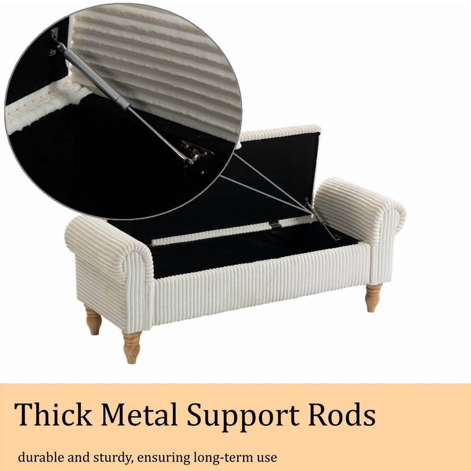51.5'' Upholstered Storage Ottoman Bench with Hinged Lid, Freestanding Corduroy Bed End Bench, Hidden Storage Footrest