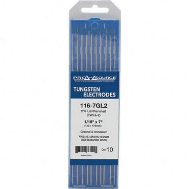 10 Pack Tungsten Electrode TIG Welding Rods: 7" Overall Length, 1/16" Diameter