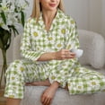 thumbnail image 6 of Yiaed Daisies Flowers Print Pajamas Women's Long Sleeve Sleepwear Soft Button Down Loungewear Pjs Lounge Set Nightwear Womens Pajama Pants-Medium, 6 of 7