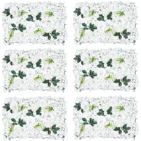FETCOI 6 PCS Artificial Flowers Wall Decoration 24" x 16" Decorative Hydrangea Flower Panels Flower Wall for Home Party Wedding Christmas Festival Photo Backgdrop Decor