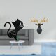 thumbnail image 2 of Reloj de pared con diseño de gato y cabeza de ciervo, adorno de acrílico para el hogar, arte silencioso, ideal para guardería, sala de juegos, decorac, 2 of 8