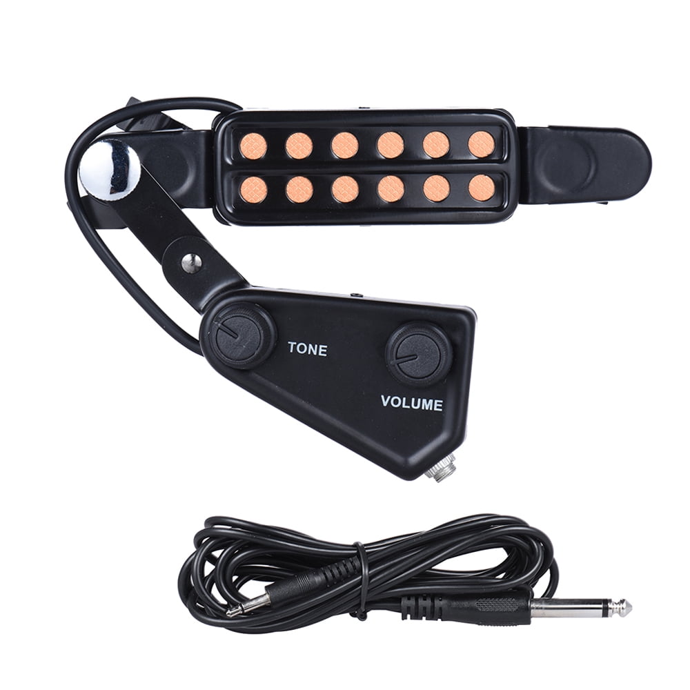 Carevas 12-hole Acoustic Guitar Sound Hole Pickup Magnetic Transducer with Tone Controller Audio Cable