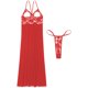 thumbnail image 4 of Lencería para mujer, vestido tentador transparente y espalda en T, ropa de dormir de 2 piezas, copa abierta, vestido de malla de encaje con abertura alta, camisón, 4 of 5