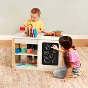Battat Two n One Wooden Kitchen Café with Dishes and Chalkboard, Toddler and Preschool Toys