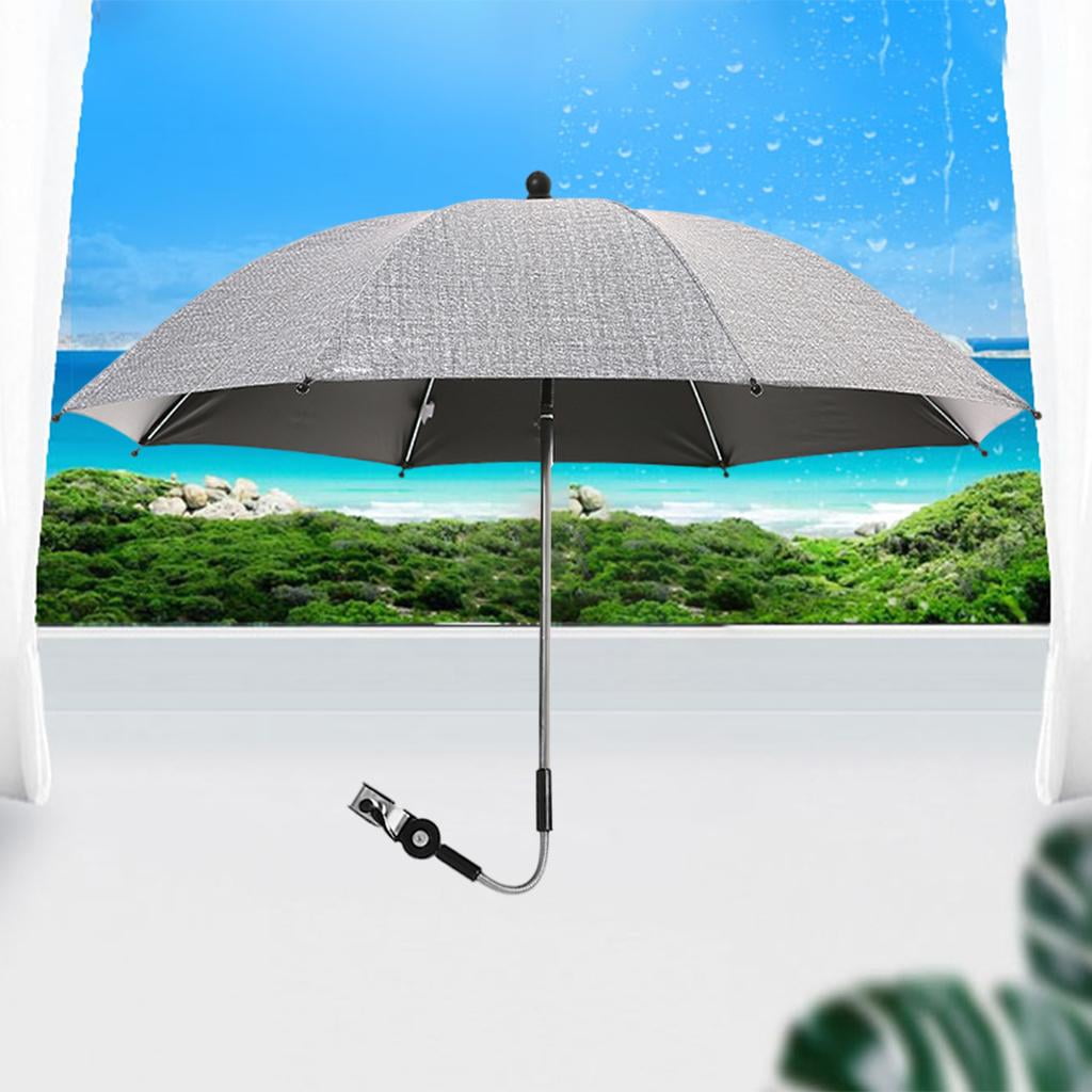 LeeQinersw Baby Stroller Parasol Clamp-On Shade Umbrella Sun Shade Parasol Rain Protecter Gray