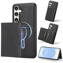 2 In 1 Case for Samsung Galaxy A36 5G with Kickstand, Detachable Magnetic PU Leather Wallet Case with Card Holder Slots Kickstand Protective Phone Cover Men Women for Samsung Galaxy A36 5G - Black