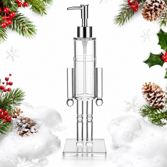 Clear Nutcracker Soap Dispenser, Nutcracker Christmas Decor, 100ML Acrylic Holiday Soap Pump for Bathroom
