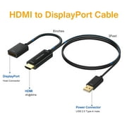 CableCreation 4K x 2K@60Hz HDMI to DisplayPort Cable with USB Power,DP Female  to HDMI Male Adapter