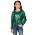 thumbnail image 2 of KAUOD Cute Sequins Shirt for Girls Crew Neck Long Sleeve Glitter School Dance Tops Clothes Kids Soft Pullover Sweater, 2 of 5