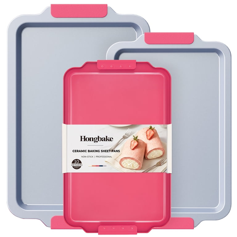 Hongbake 3-Piece Ceramic Nonstick Baking Sheets Red photo 1