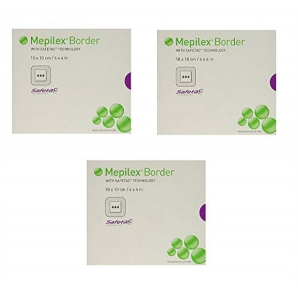 mepilex border selfadhesive foam dressings 4"x4", 5 count (3 pack)