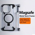 thumbnail image 1 of Magnetic Metal Semi-frame Phone Case With Ring Holder Stand For IPhone 15/15, 1 of 4