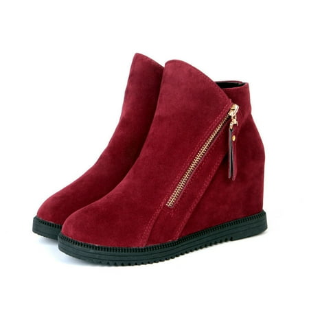 Short Women Flat Boots - Meigar Women's Fashion Warm Winter Flat Short Boot Casual Mid-Calf Snow Boots