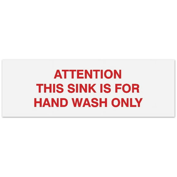 Signs ByLITA Basic Attention this Sink is for hand wash only Sign - Laser-Engraved Lettering | Durable ABS Plastic | Vibrant Colors | Powerful Foam Tape (White/Red) - Large