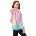 thumbnail image 3 of Iauyy Women's (s-xl) Pockets Fuzzy Sweatshirt -Double Plush Run Loose-fitting Hooded Sweater Design Wind Warmth for Sport Casual Leisure Jogging,Rainbow-colored and Shining, 3 of 8
