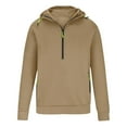 thumbnail image 4 of Ahabrexf Hooded Sweatshirt Men Men's Solid Color Long Sleeved Hooded Half Zip Multi Pocket Pullover Sweatshirt Top Half Zip Pullover Men Half Zip Pullover Men, 4 of 7