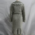 thumbnail image 5 of Plush Bathrobes For Women Plush Lapel V Neck Lace Patchwork Ruffled Long Hem Belt Nighfown Fuzzy Comfy Thermal (L, Gray), 5 of 6