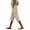Khaki, variant on MLQIDK Linen Capri Pants for Women Dressy Casual Lounge Pant Knee Length Elastic Waist Trendy Summer Pedal Pushers with Pockets Gray XL