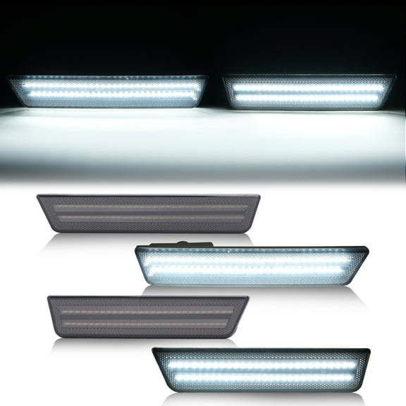 KOJEM 68039505AA 4PCS LED Side Marker Lights,Fit for Dodge Challenger 2008-2014 Dodge Charger Challenger Rear & Front White Light,Smoked Lens