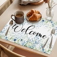 thumbnail image 3 of Watercolor Flowers Placemats Set of 8 Blue Garden Floral Farm Botanical Place Mats Indoor Wipeable Table Mats Washable Cloth Dining Table Placemats for Kitchen Holiday Party Home Decor 13x19 Inch, 3 of 9
